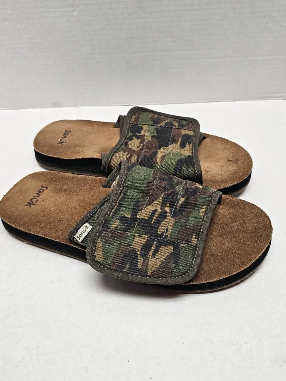 Mens Sanuk Bixby Camo Hemp Slide Sandals Shoes Woodland Camouflage Print Strap 9